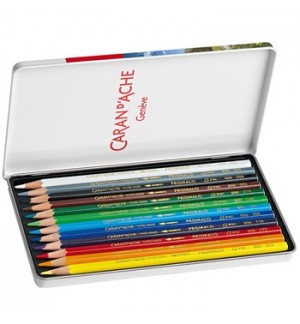 Lápis Cor Aguarelável 12un Cx Metal Caran DAche Prismalo