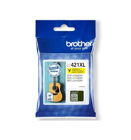 Tinteiro Brother LC421XLY Amarelo 500 Pág.