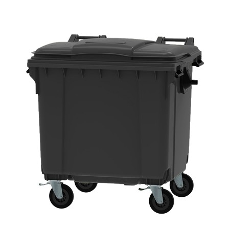 Contentor 1100L Polietileno DIN 4 Rodas c/Tampa Cinza