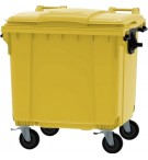 Contentor 1100L Polietileno DIN 4 Rodas c/Tampa Amarelo