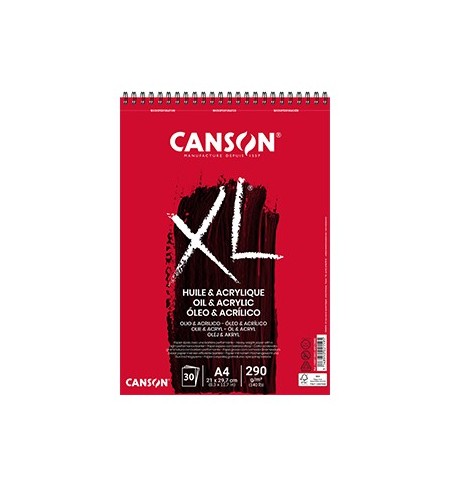 Bloco Espiralado Canson XL Óleo e Acrílico A4 290g 30Fls
