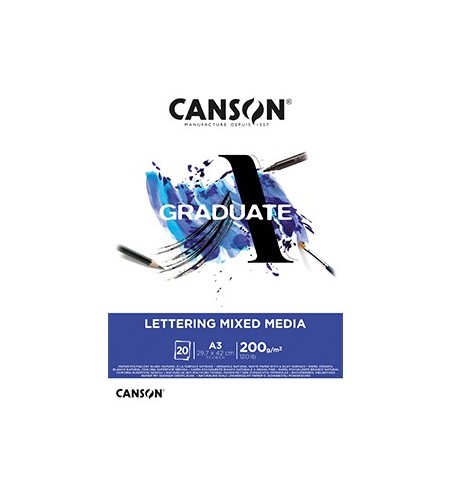 Bloco Canson Graduate Lettering Mixed Media A3 200g 20Fls