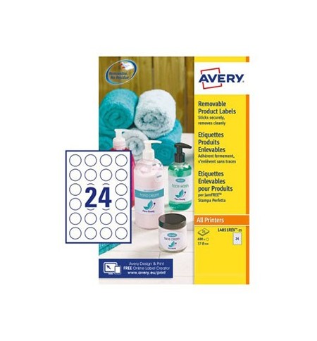 Etiquetas Redondas Removíveis 37mm Avery 25 Folhas 600un