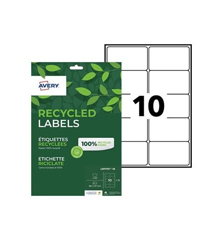 Etiquetas Recicladas 99,1x57mm Avery 15 Folhas 150un