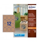 Etiquetas Redondas 60mm Kraft Avery 20 Folhas Castanho 240un