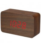 Relógio Despertador + Calendário + Temperatura Madeira