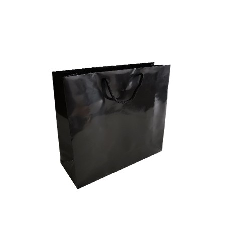 Saco 35x12x36cm Papel Couché 200g c/Asas Cordão Preto 1un