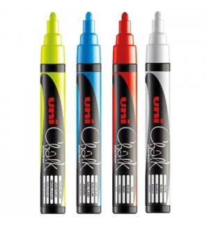 Marcador Giz UNI PWE-5M 1,8-2,5mm 4 Cores 4un
