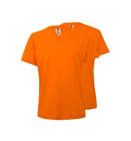 T-Shirt Criança Algodão 155g Laranja Tamanho 9/11 Pack 2un