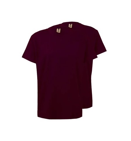 T-Shirt Criança Algodão 155g Bordeaux Tamanho 12/14 Pack 2u