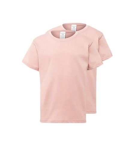 T-Shirt Criança Algodão 155g Rosa Pastel Tamanho 12/14 Pack2