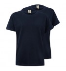 T-Shirt Criança Algodão 155g Azul Navy Tamanho 5/6 Pack 2un