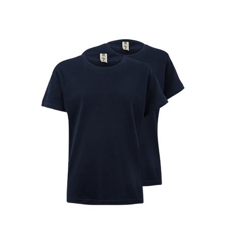 T-Shirt Criança Algodão 155g Azul Navy Tamanho 12/14 Pack2
