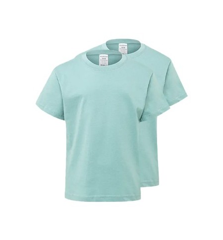 T-Shirt Criança Algodão 155g Verde Pastel Tam 1/2 Pack 2un