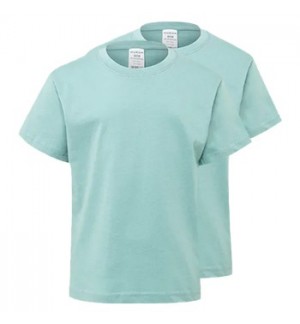 T-Shirt Criança Algodão 155g Verde Pastel Tam 7/8 Pack 2un