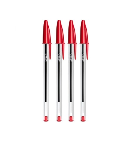 Esferográfica BIC Cristal Ball Point Vermelho 1mm 4un