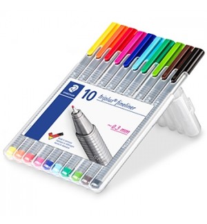 Marcador Fino Staedtler Triplus 334 0,3mm 10 Cores 10un