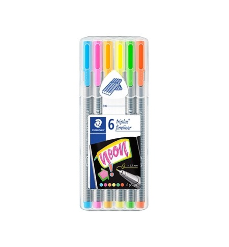 Marcador Fino Staedtler Triplus 334 0,3mm 6 Cores Neon 6un