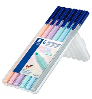 Marcador Feltro 06un Staedtler Triplus 323 Estojo Box Paste