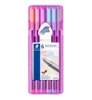 Marcador Fino Staedtler Triplus 334 0,3mm 6 Cores Pastel 6un