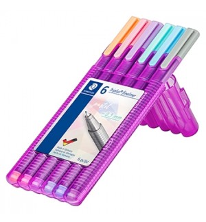 Marcador Fino Staedtler Triplus 334 0,3mm 6 Cores Pastel 6un