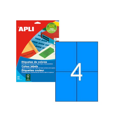 Etiquetas 105x148mm 20Fls A4 Azul Apli 80un