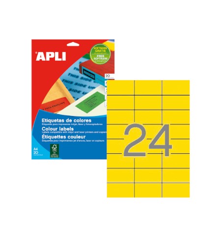 Etiquetas 070x037mm 20Fls A4 Amarelo Apli 480un