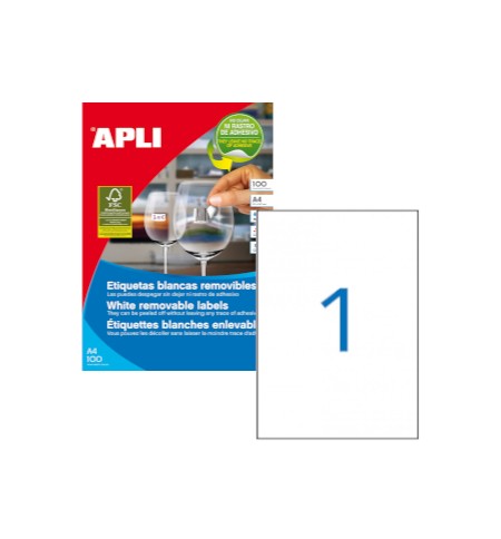 Etiquetas Removíveis 210x297mm 100Fls A4 Apli 100un