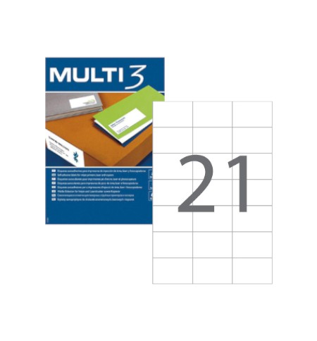 Etiquetas 070x042,4mm 100Fls A4 Multi3 2100un