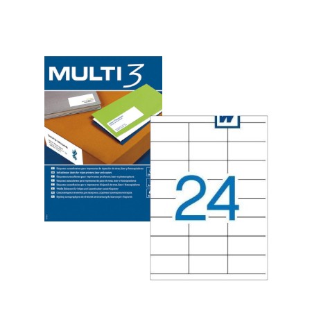 Etiquetas 070x036mm 100Fls A4 Multi3 2400un