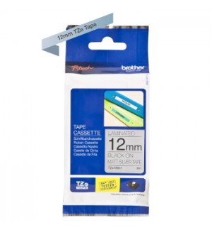 Fita Laminada 12mmx8mts PrateadoMate/Preto Metálica