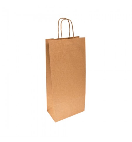 Saco 18x10x39cm 2 Garrafas Papel 100g c/Asas Kraft 1un