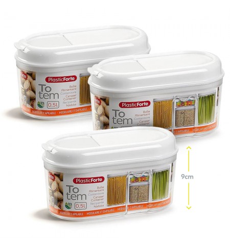 Caixa Multiusos 500ml Plástico c/Tampa Totem Branco 3un