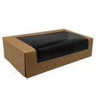 Caixa Cartão Kraft Preto Janela Sushi 18,5x10x4,5cm 100un