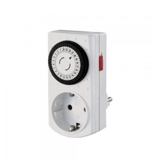 Tomada Mini Temporizador Mecânico de 24 horas 230V Branco