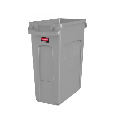 Contentor 60L Plástico Slim Jim c/Canais Vent s/Tampa Cinza