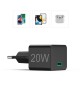 Carregador USB-C PD/QC 20W Rápido Mini-charger Preto