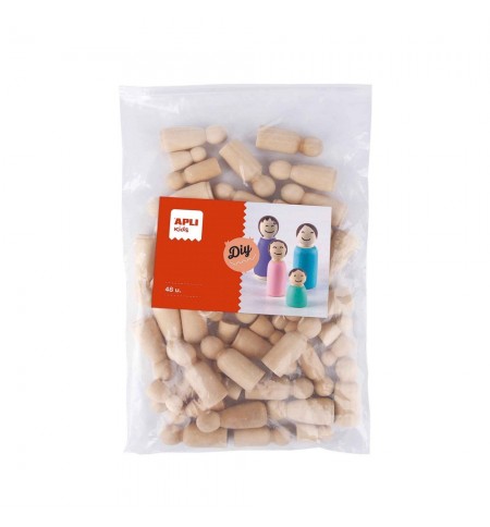 Bonecos Madeira (Manualidades) Apli Cor Natural 48un