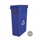 Contentor 87L Plástico Slim Jim s/Tampa c/Canais Vent Azul