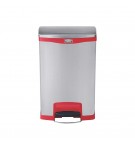 Contentor 50L Inox Cinza/Vermelho com Pedal