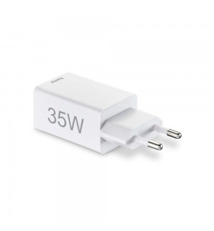 Carregador USB-C 2 Portas 35W Rápido Branco