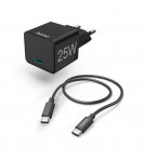 Carregador USB-C PD 25W Rápido Cabo 1,5m Preto