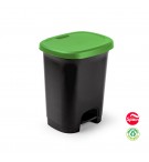 Contentor 27L Plástico Preto Tampa Verde com Pedal
