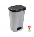 Contentor 50L Plástico Preto e Prata com Pedal