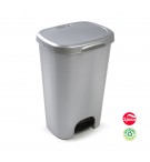 Contentor 50L Plástico Prata com Pedal