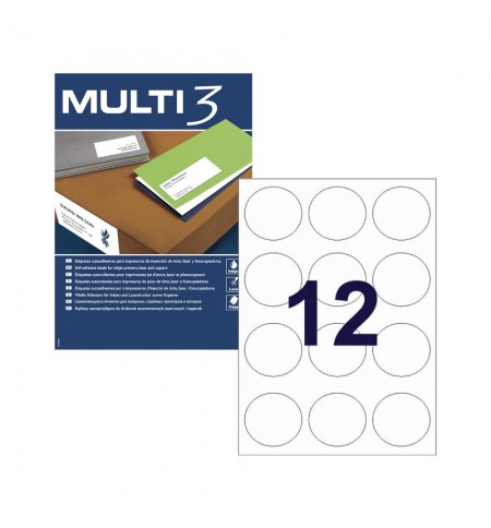 Etiquetas Redondas 60mm 100Fls A4 Multi3 1200un