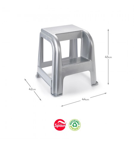 Escadote Plástico 2 Niveis 45cm Altura Cinza
