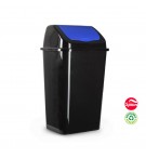 Contentor 30L Plástico Tampa Basculante Preto/Azul