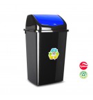 Contentor 50L Plástico Tampa Basculante Preto/Azul