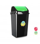 Contentor 50L Plástico Tampa Basculante Preto/Verde